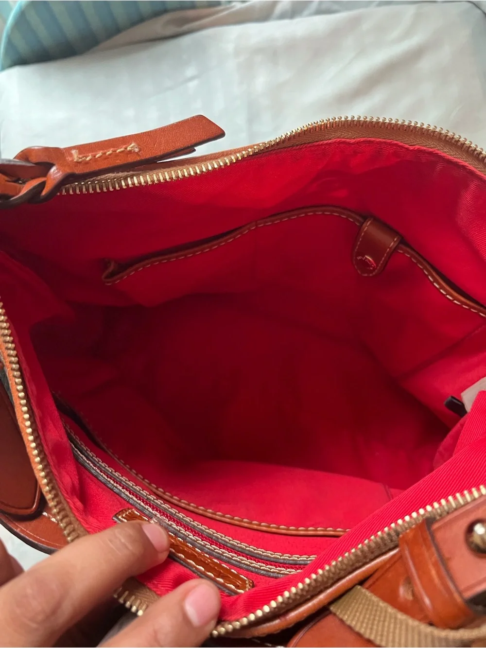 Dooney & Bourke Black Pebble Leather Hobo with Brown Trim and Strap